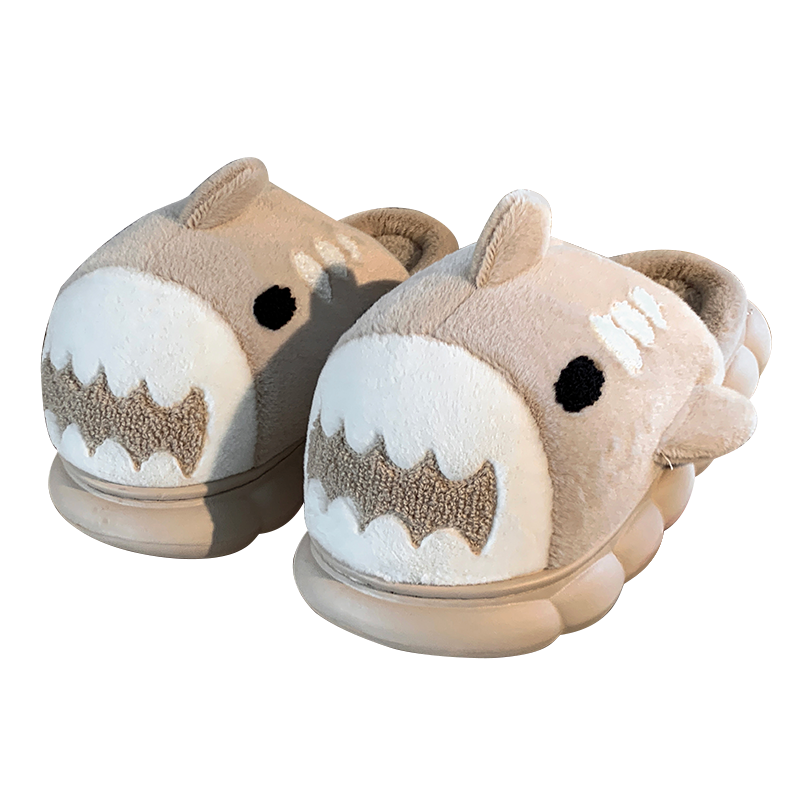 Shark cute couple cotton shoes with thick sole and velvet