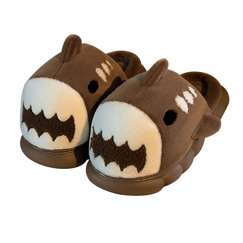 Shark cute couple cotton shoes with thick sole and velvet