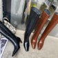 Handmade Knee High Plaid Wide Shaft Boots Block Heels