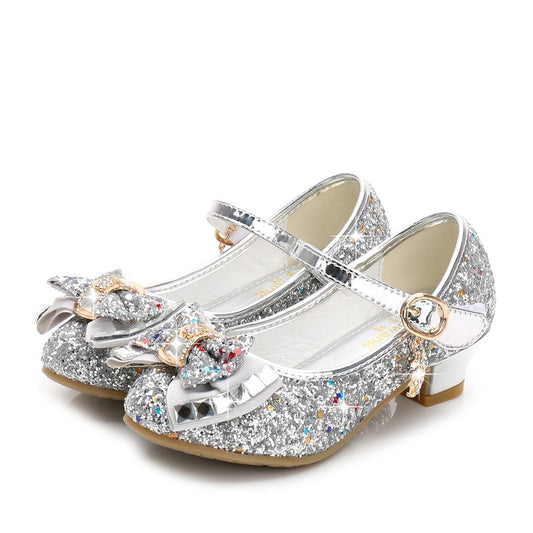 Girls Princess Sequin Heels Party Dress Shoe